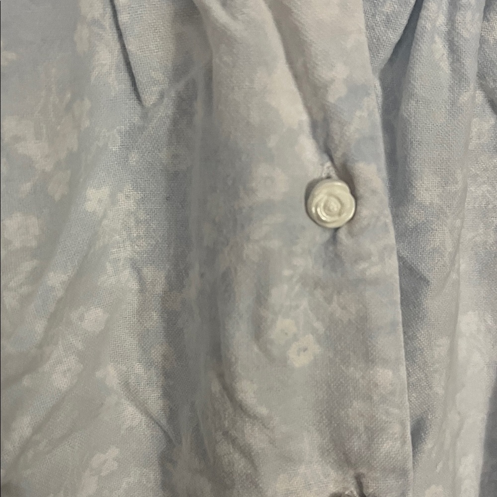 Lanz of Salzburg Cotton Flannel Nightgown Eyelet Trim Blue Floral Vintage M - Picture 4 of 14